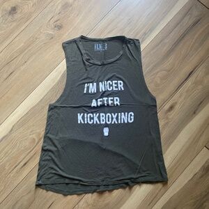 Olive Green I’m Nicer After Kickboxing Tank Top